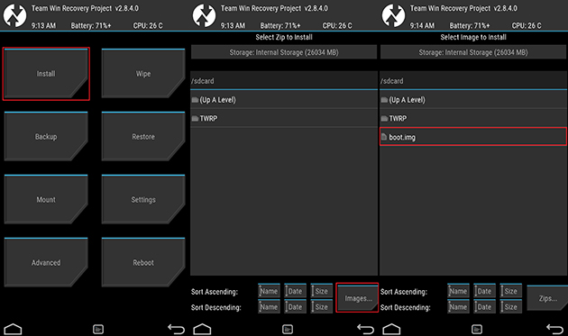 TWRP 2.8.4.0 suporta instalarea de fisiere IMG