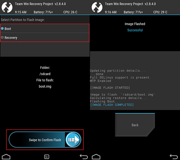 TWRP 2.8.4.0 suporta instalarea de fisiere IMG