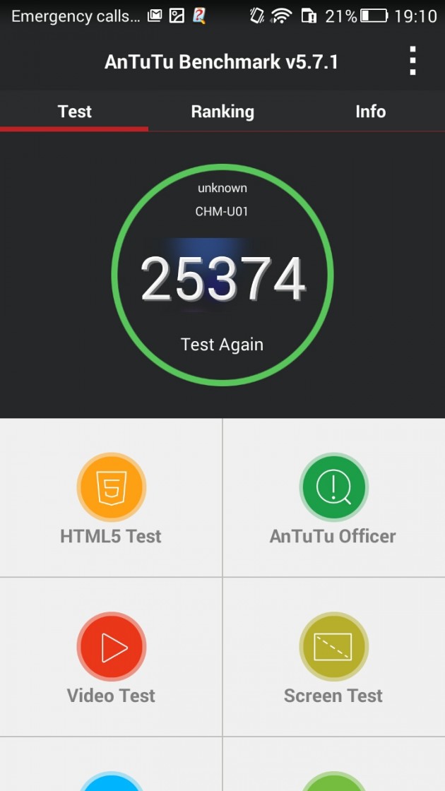 Teste benchmark Huawei Honor 4C