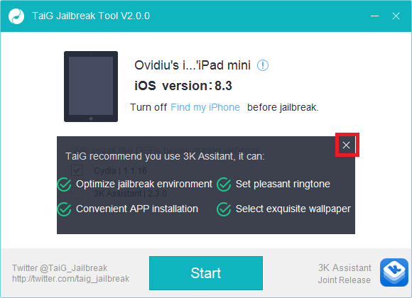Jailbreak iOS 8.1.3, 8.2, 8.3 cu TaiG v2