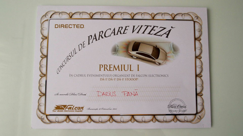 Diploma concurs Parcare Viteză