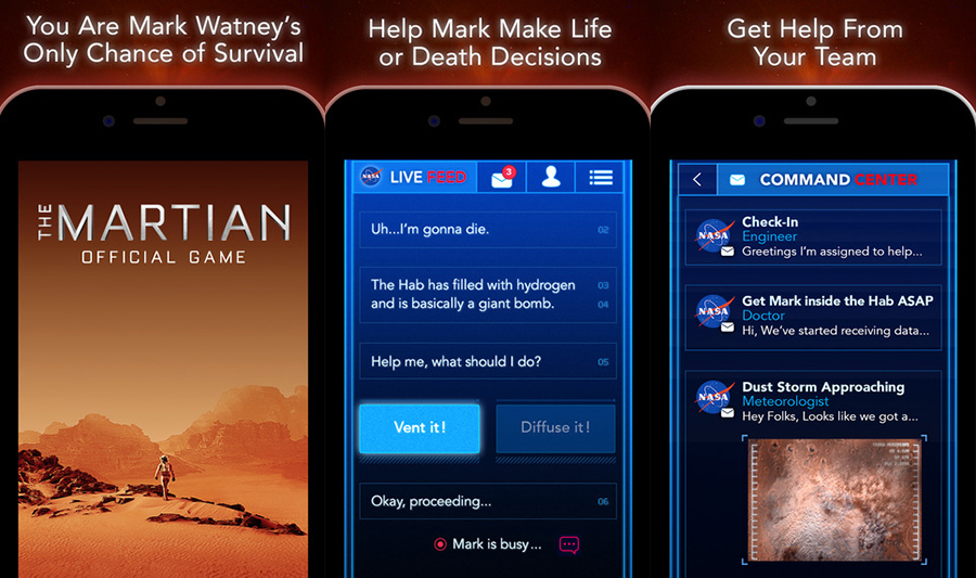 Jocul The Martian, gratuit pentru iPhone, iPad si Apple Watch