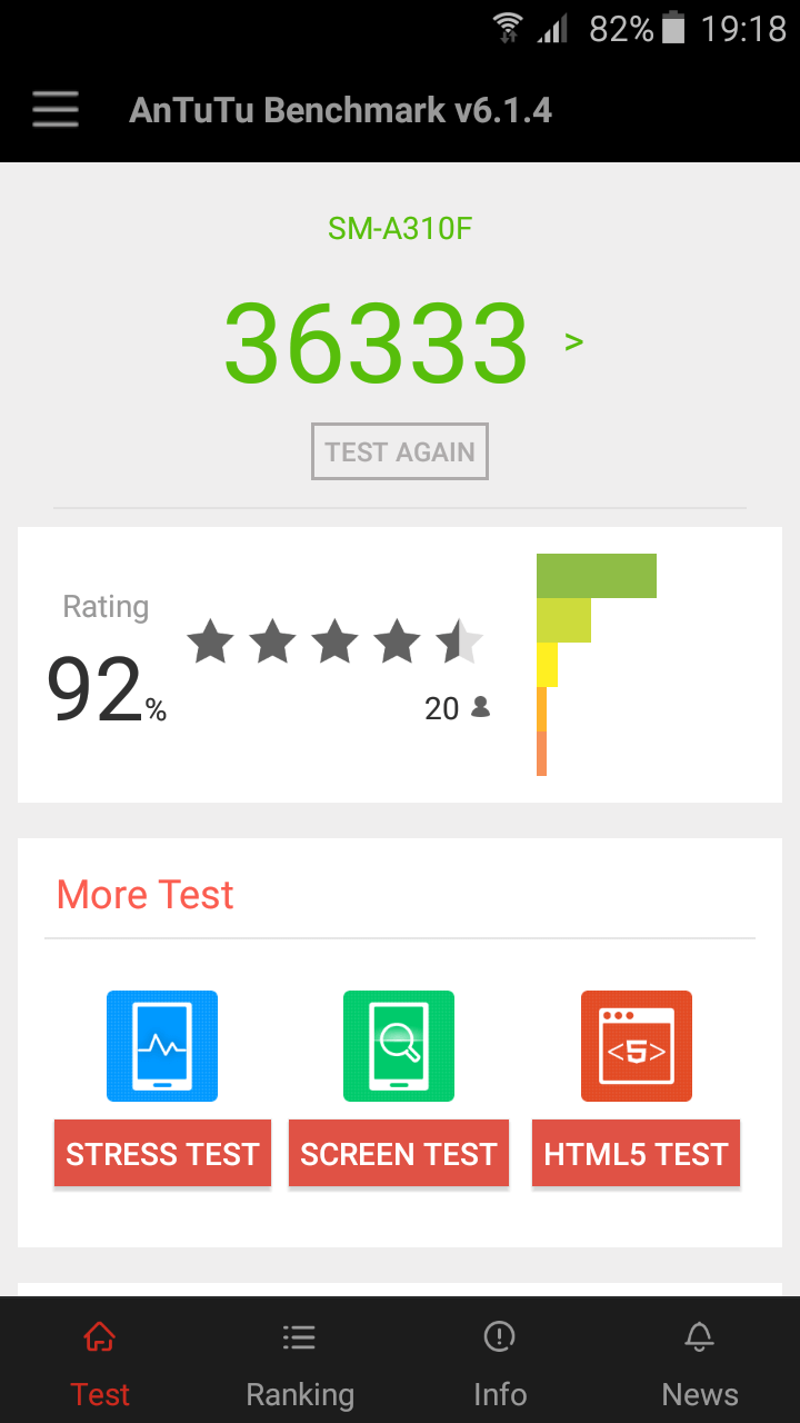 Teste benchmark Samsung Galaxy A3 (2016)