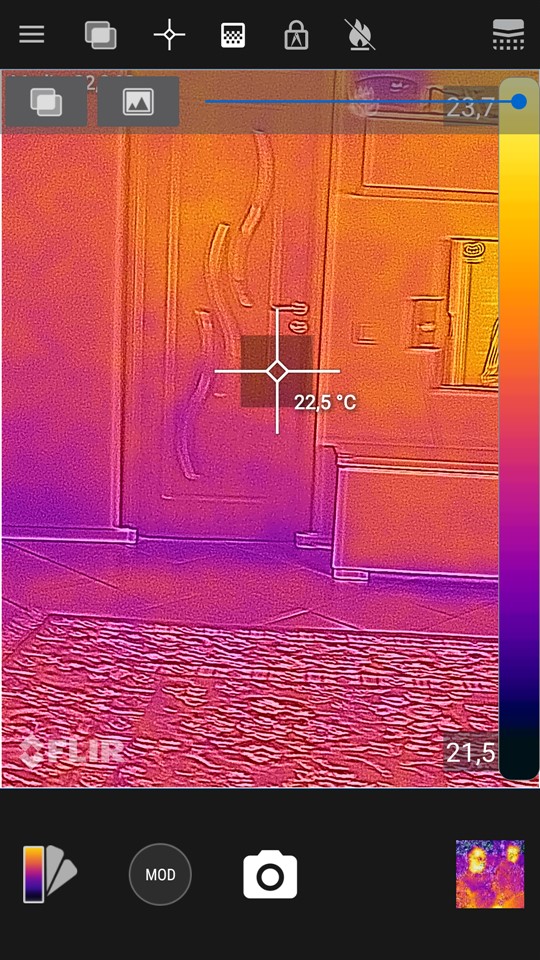 Screenshot aplicatie MyFLIR pe CAT S61