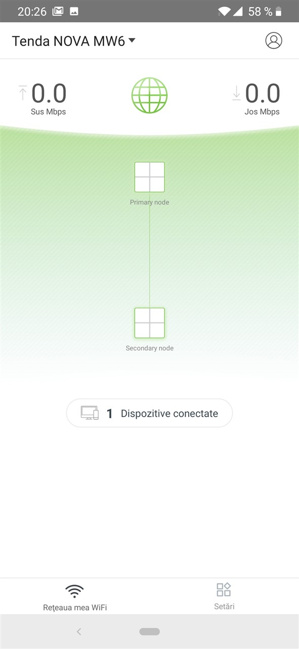 Screenshot aplicatie Tenda WiFi